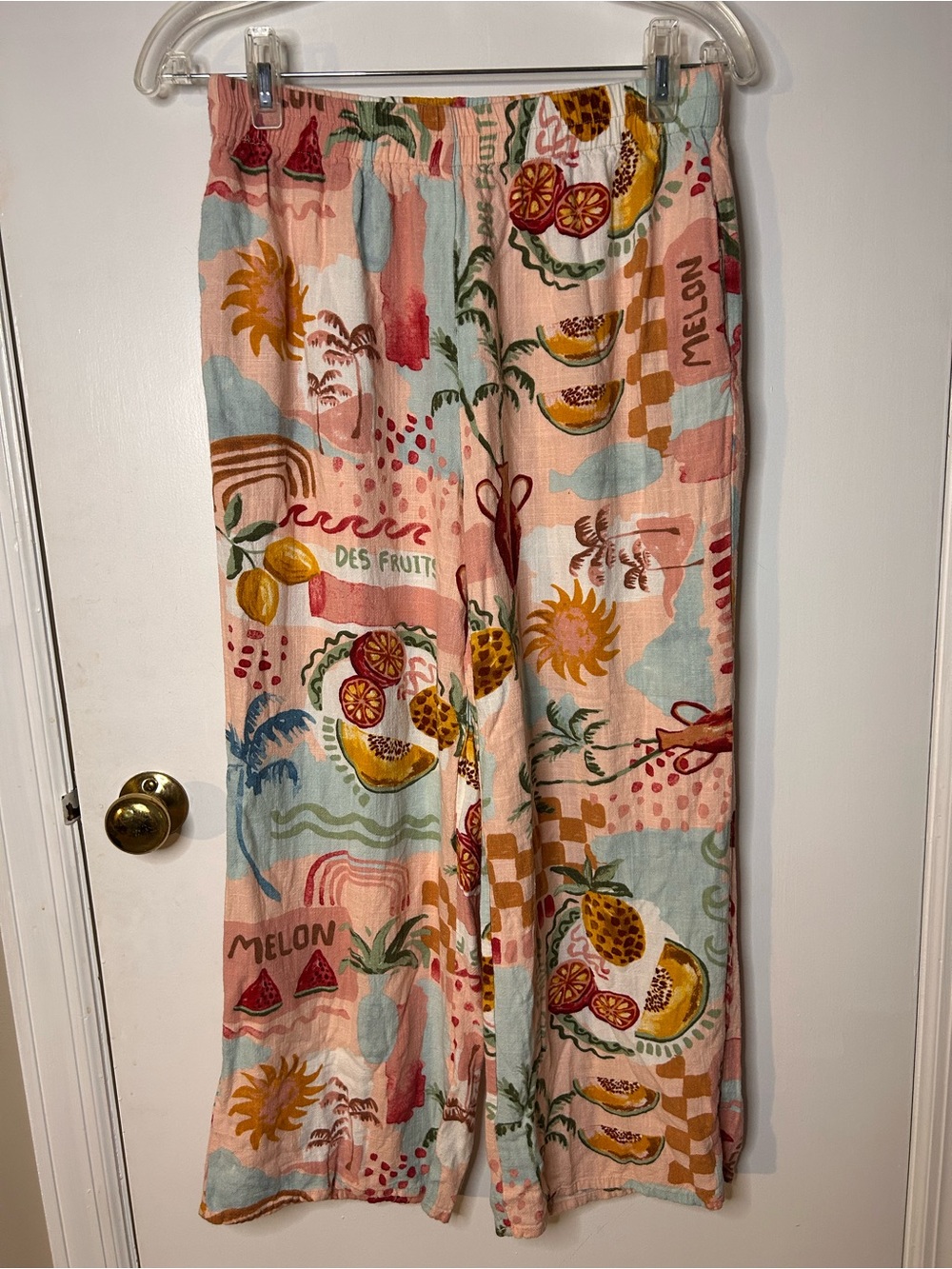 ANTHROPOLOGIE PAPER HEART SUMMER HAZE PULL ON TROPICAL PRINTED PANTS SIZE MED